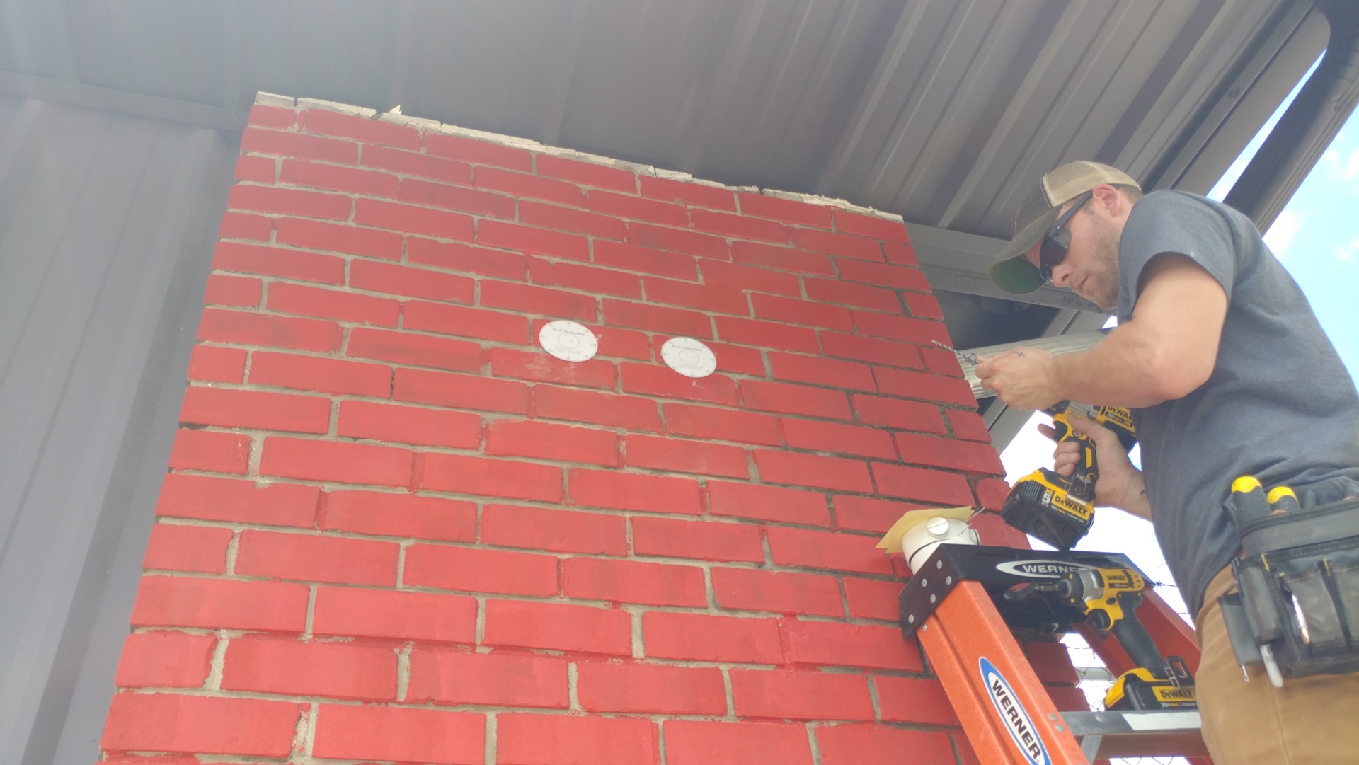 template sticker on masonry