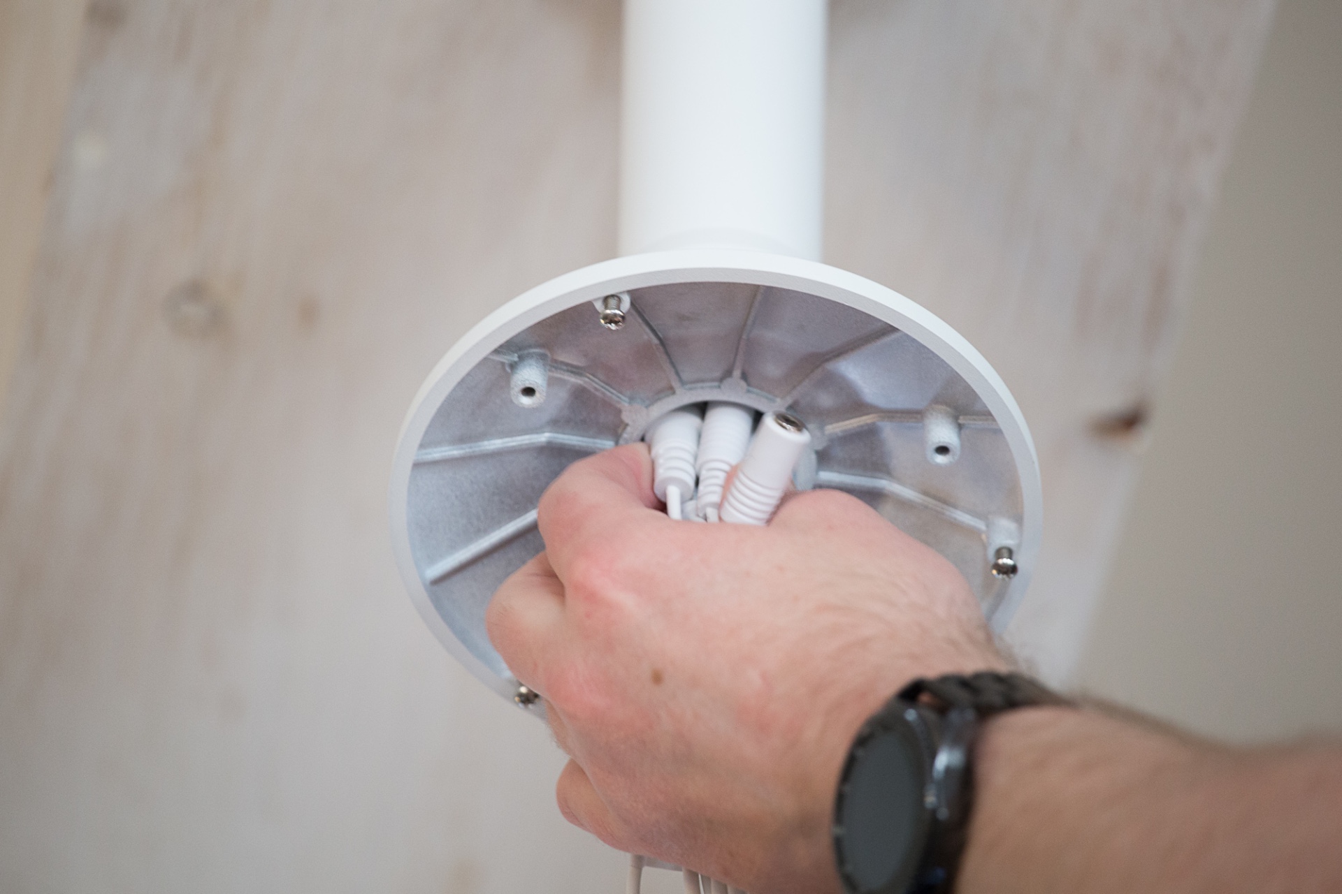 connect cat5 and feed into the pendant pole