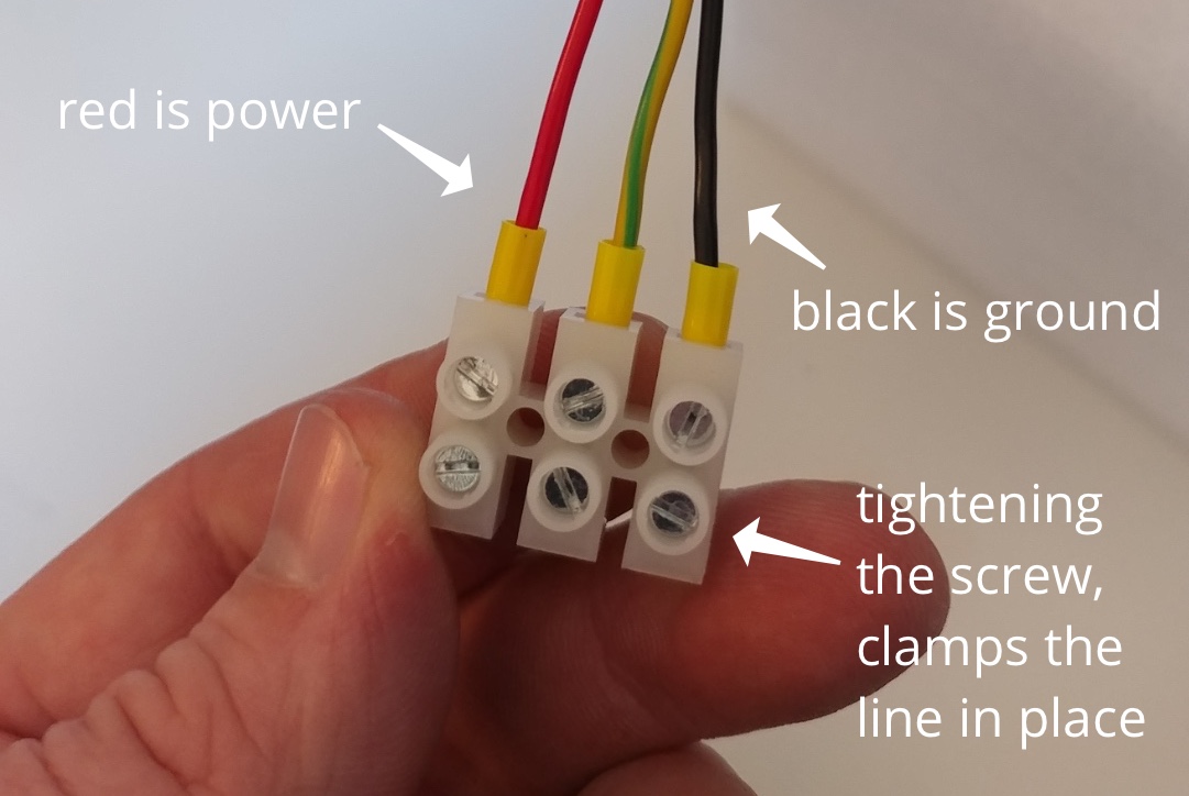 identify power red and ground black