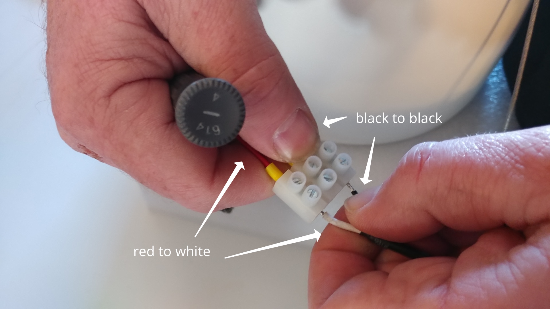 combine red to white and black to black