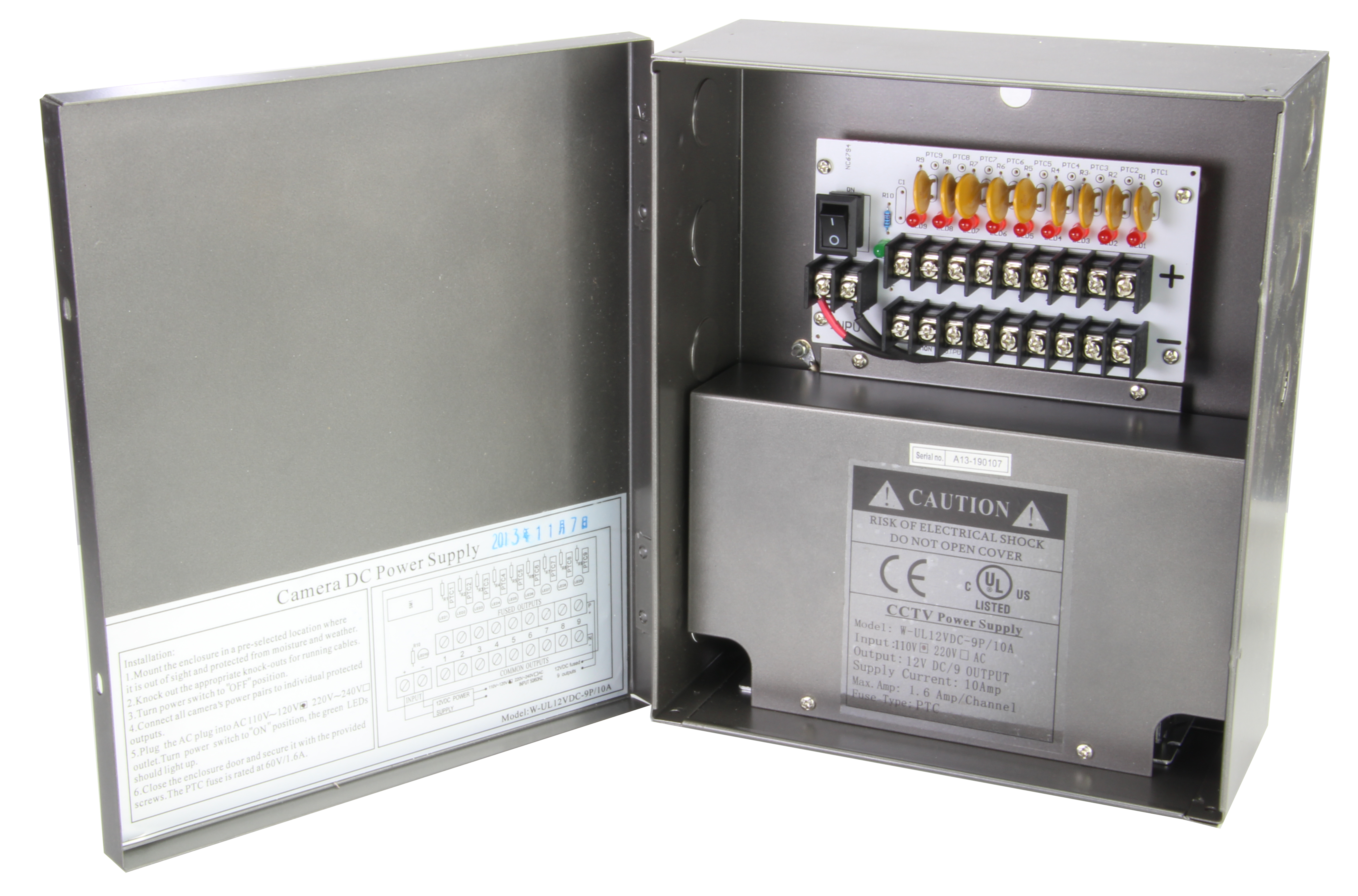 9 Port 10 Amp Power Distribution Box SCW-PX-9P10A