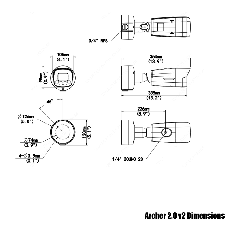 The Archer 2.0 v2- 26BV2M-L - 2MP Long Range, Low Light Bullet Camera with Motorized Zoom and Focus